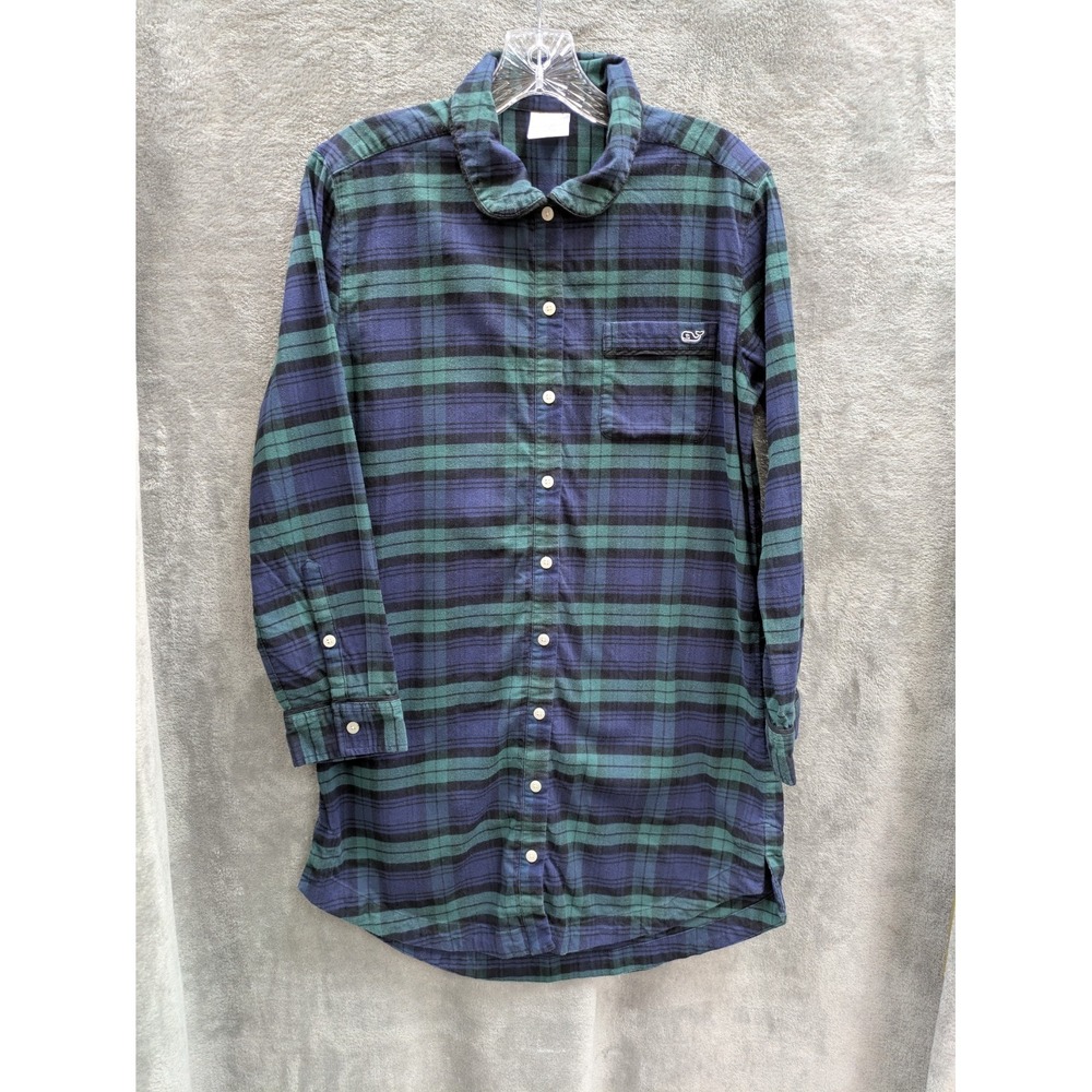 Vineyard Vines Sleep‎ Shirt Women's Small Blackwatch Plaid Green Blue